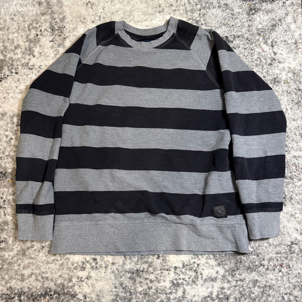 American Eagle  Mens Striped Long‎ Sleeve Raglan Crewneck Sweatshirt Large